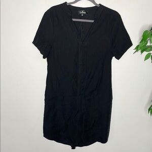Lulu's Black Midi  V Neck Dress